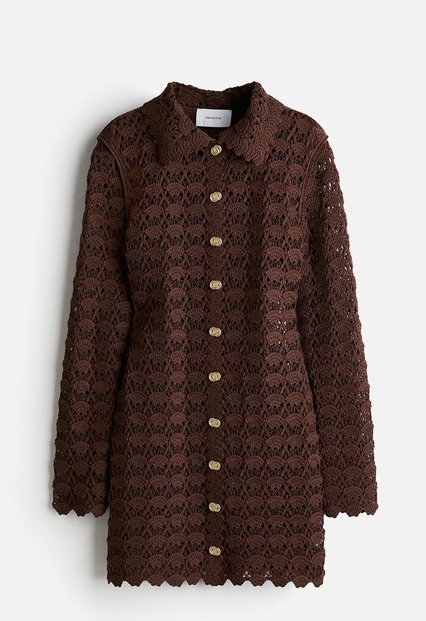 H&M - Crochet-look dress - dark brown