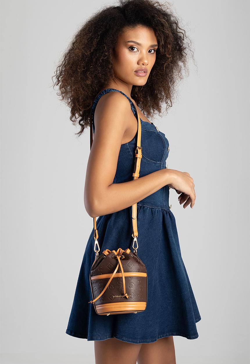 SISSY BOY - Mini embossed bucket bag - brown