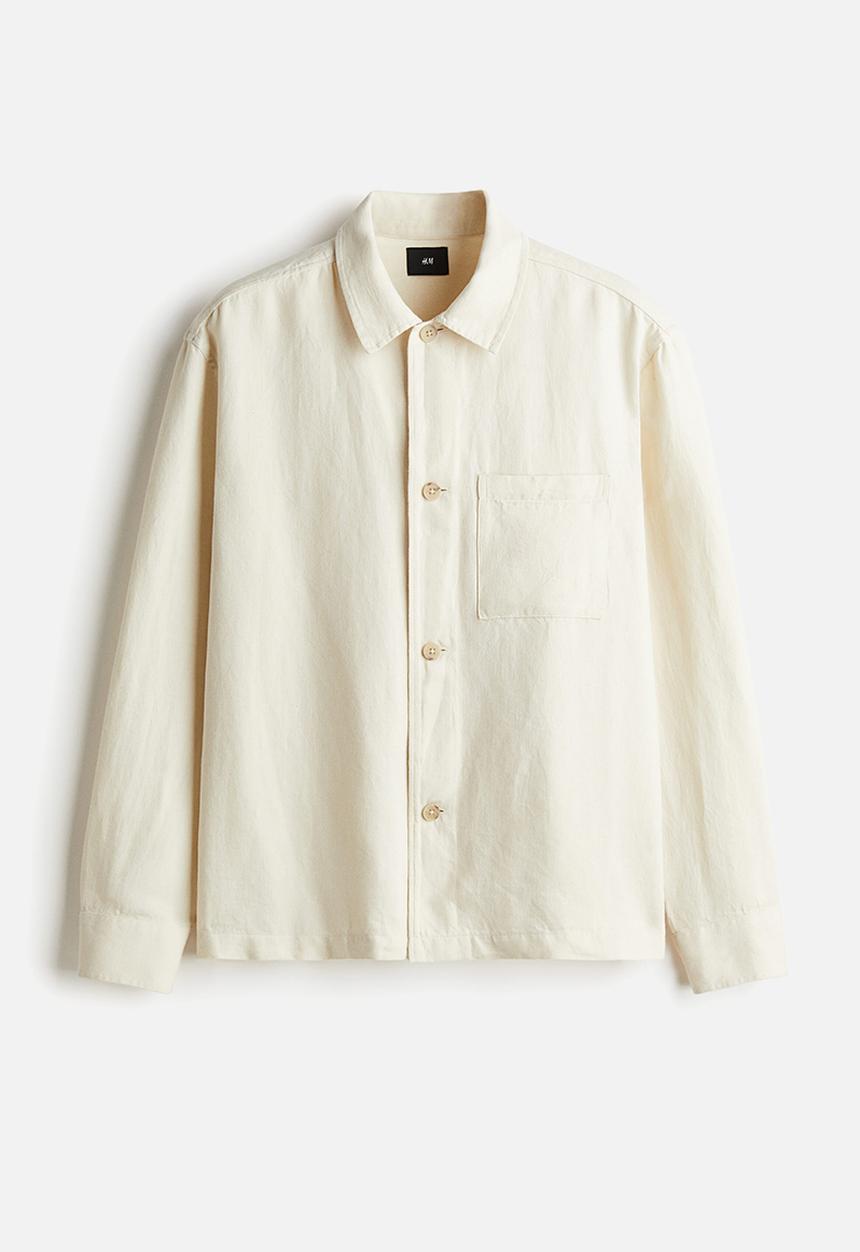 H&M - Regular fit linen-blend overshirt - white