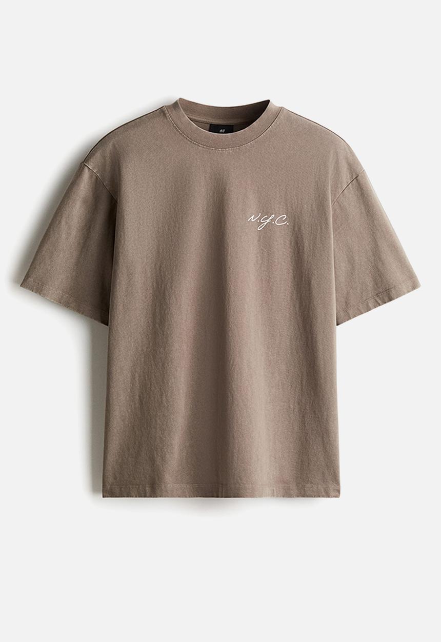 H&M - Loose fit washed T-shirt - beige