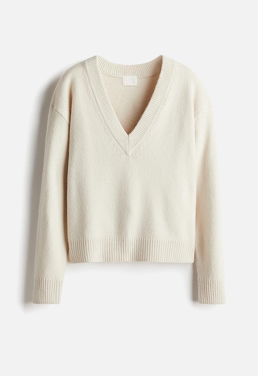 H&M - V-neck jumper - light beige 