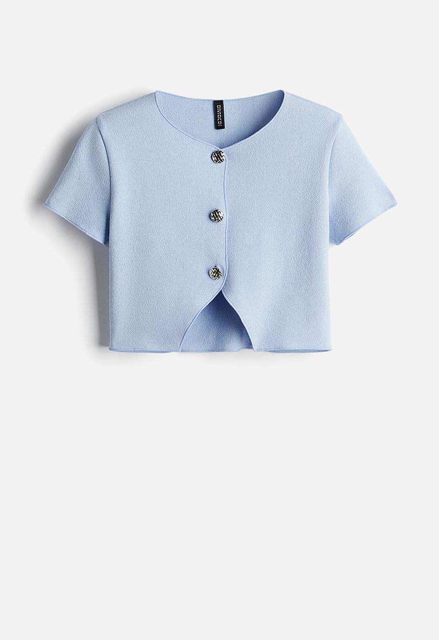 H&M - Short-sleeved jersey cardigan - light blue