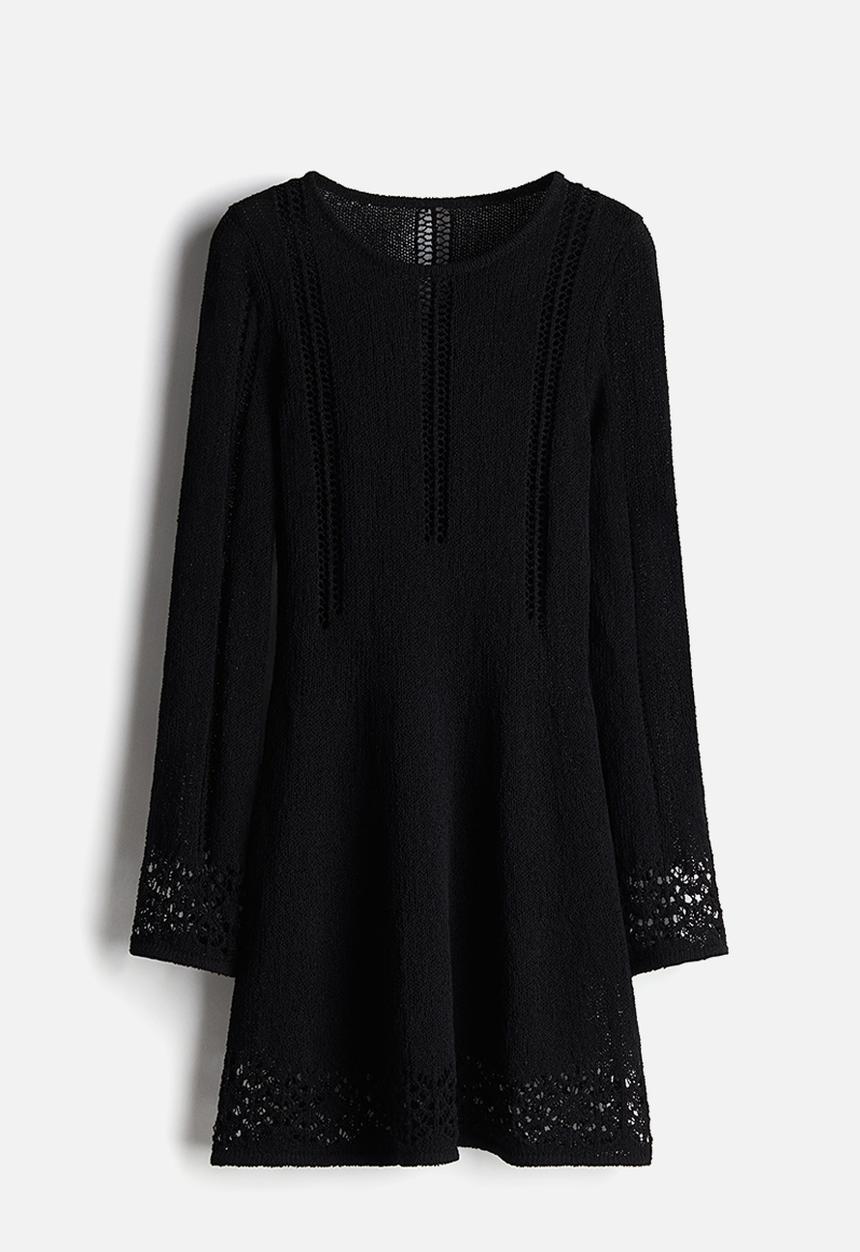 H&M - Hole-knit mini dress - black