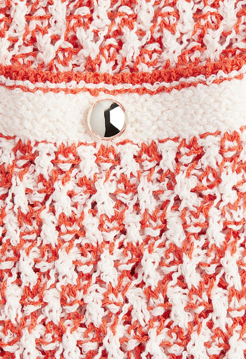 H&M - Pocket-detail textured-knit dress - orange/patterned