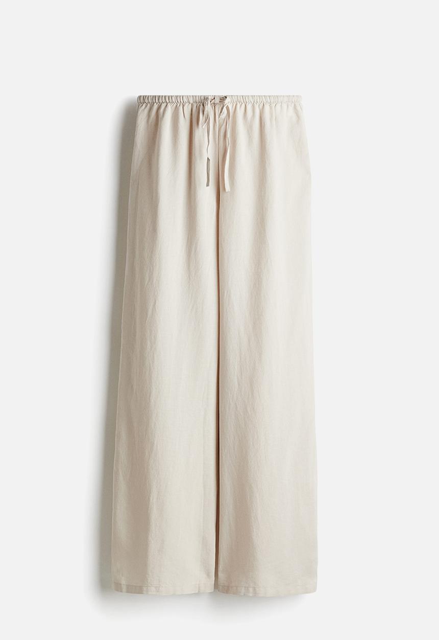 H&M - Linen-blend drawstring trousers - light beige