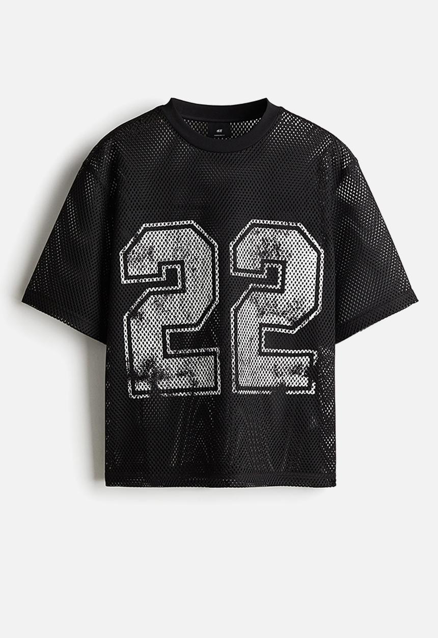 H&M - Oversized fit printed mesh t-shirt - black,multi