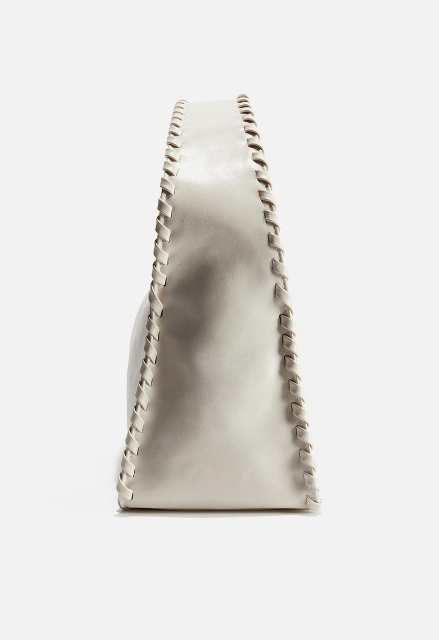 H&M - Interwoven-detail shoulder bag - light beige