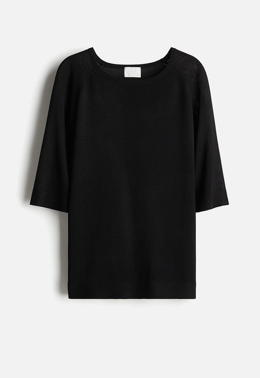 H&M - Knitted T-shirt - black