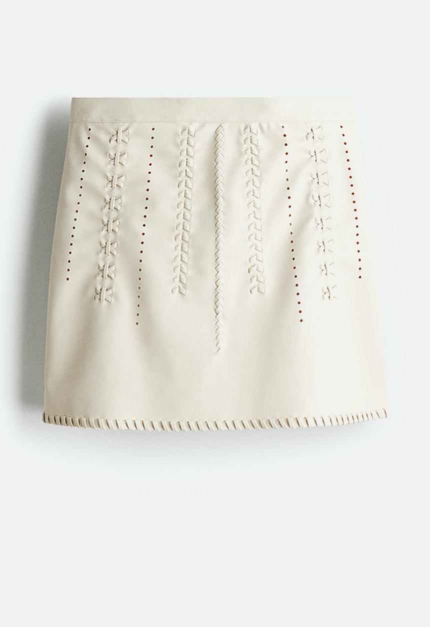 H&M - Coated mini skirt - cream