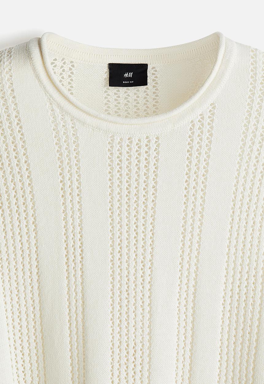 H&M - Regular fit pointelle-knit jumper - white