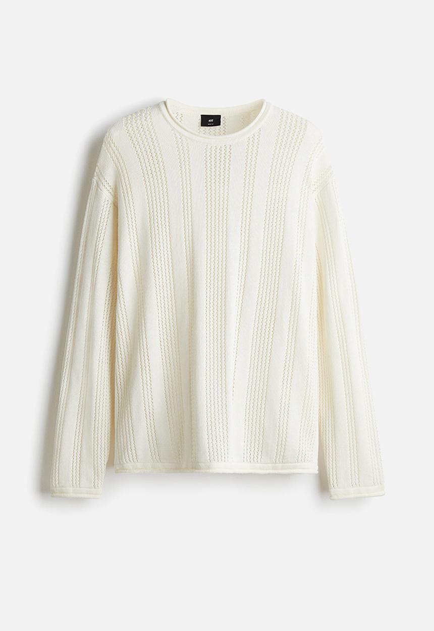 H&M - Regular fit pointelle-knit jumper - white