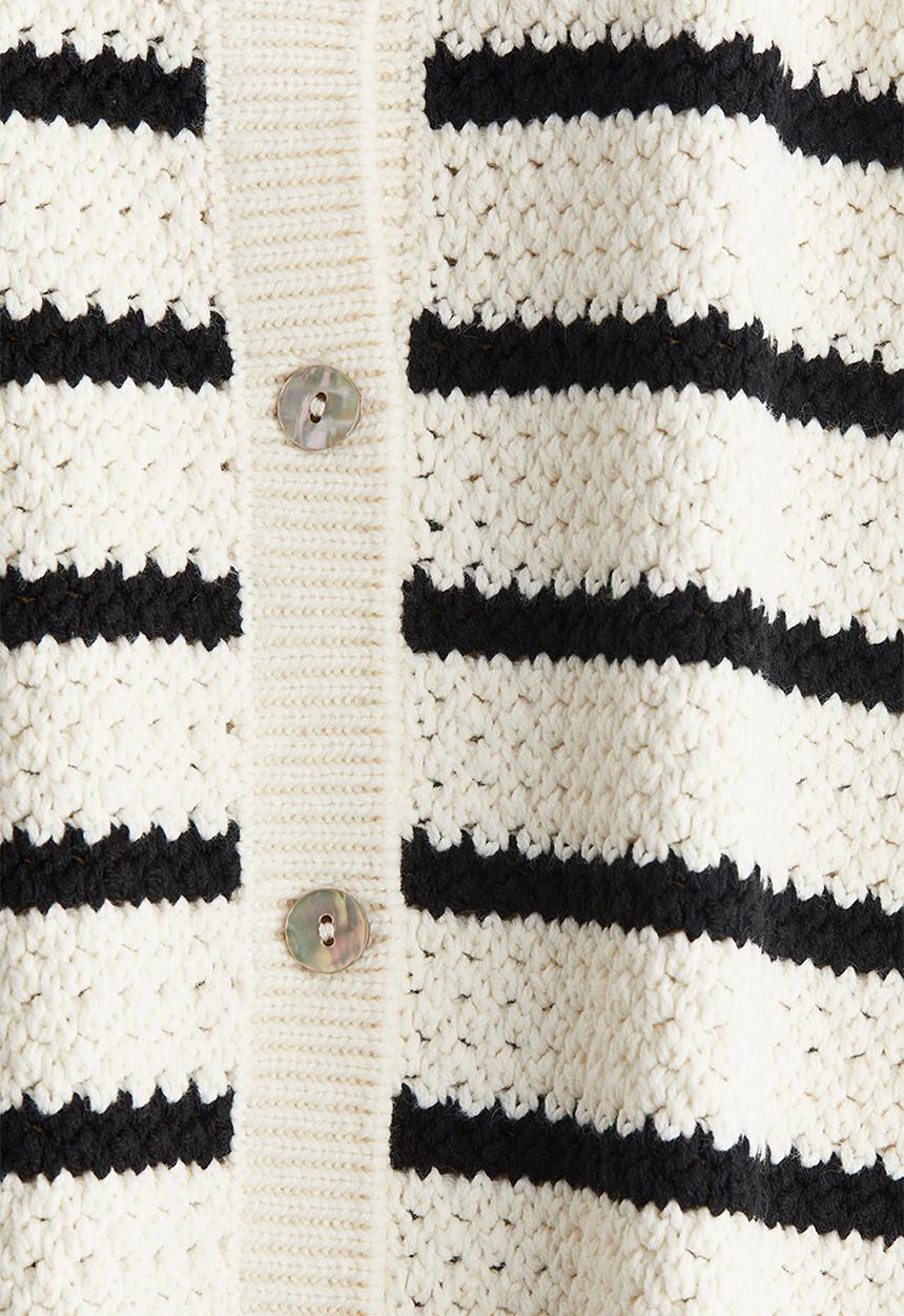 H&M - Crochet-look cardigan - cream striped