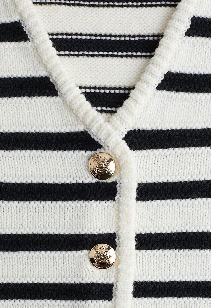H&M - Button-front sweater vest - cream striped 