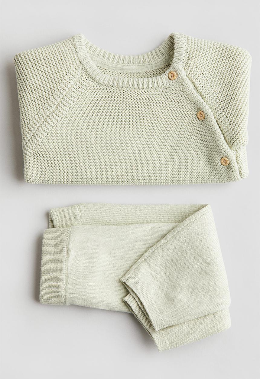 H&M - 2-piece cotton set - light green
