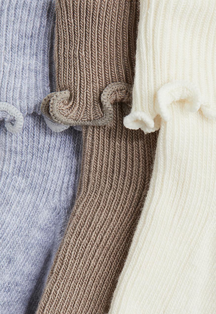H&M - 3-pack overlocked foldover socks - mole/grey 