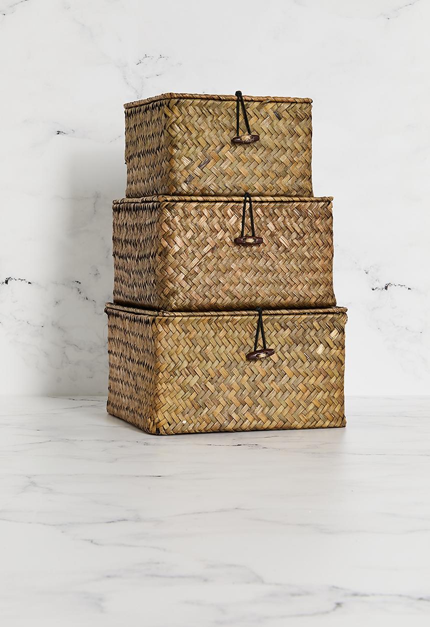 Sixth Floor - Seagrass Storage Boxes Natural 
