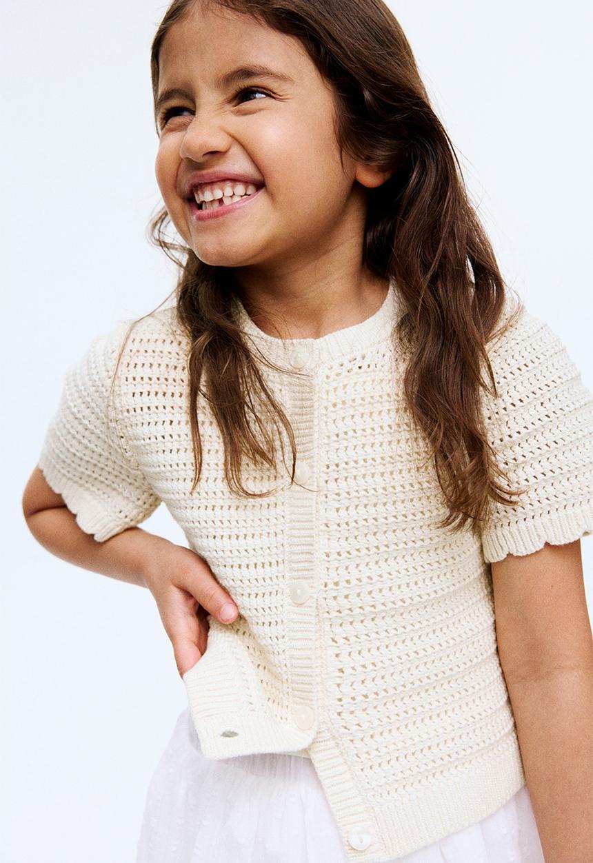 H&M - Pointelle-knit cardigan - light beige