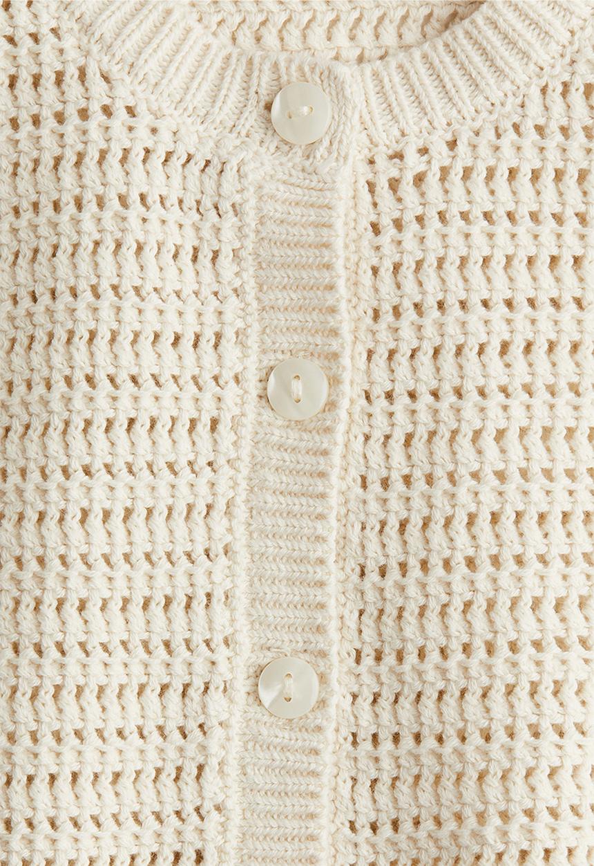 H&M - Pointelle-knit cardigan - light beige