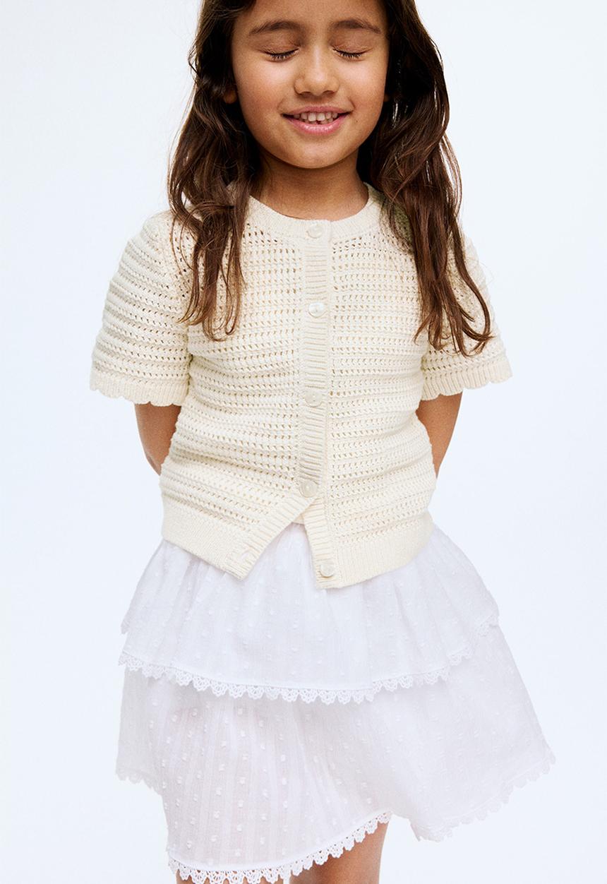 H&M - Pointelle-knit cardigan - light beige