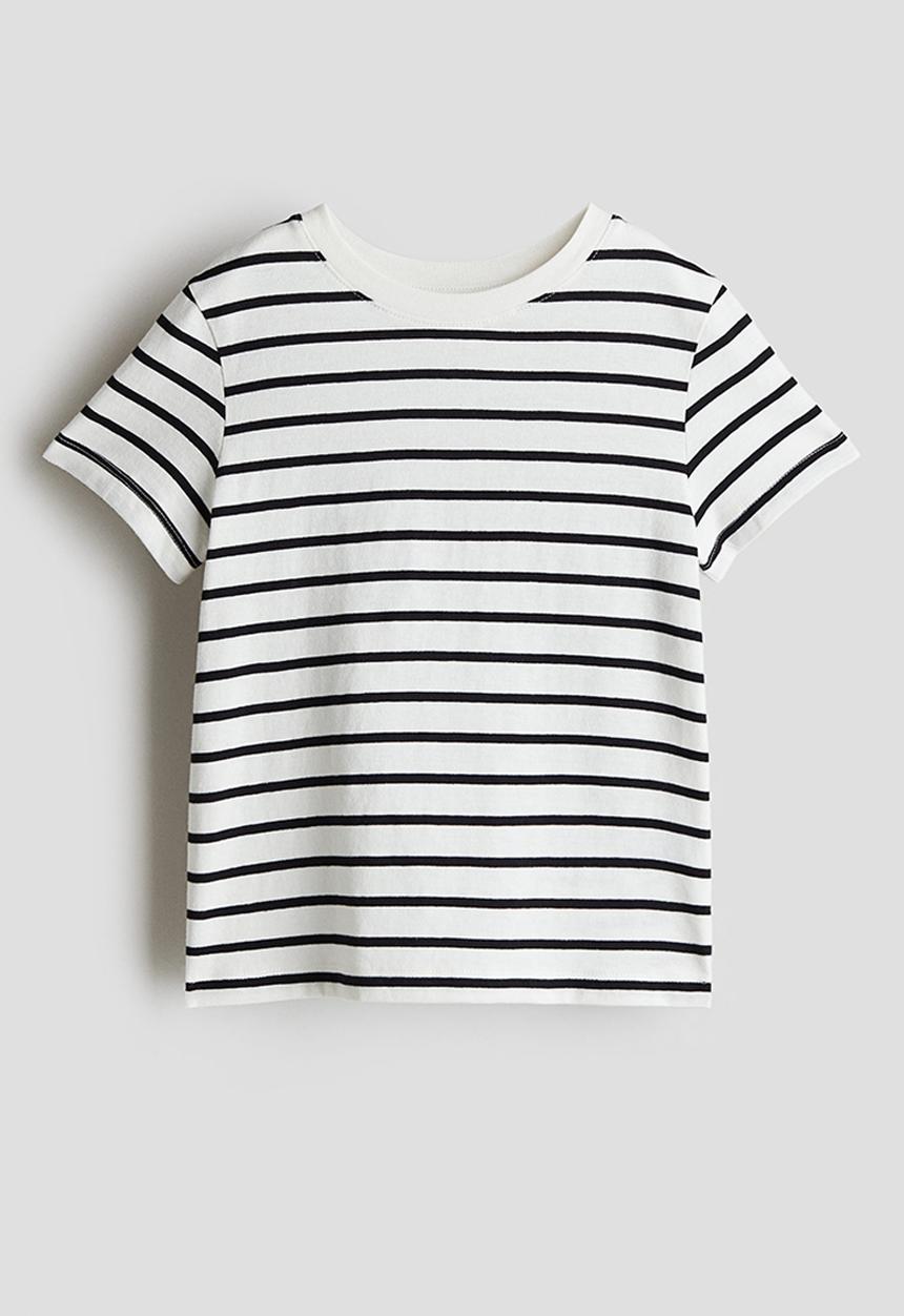 H&M - Cotton jersey T-shirt - white/striped