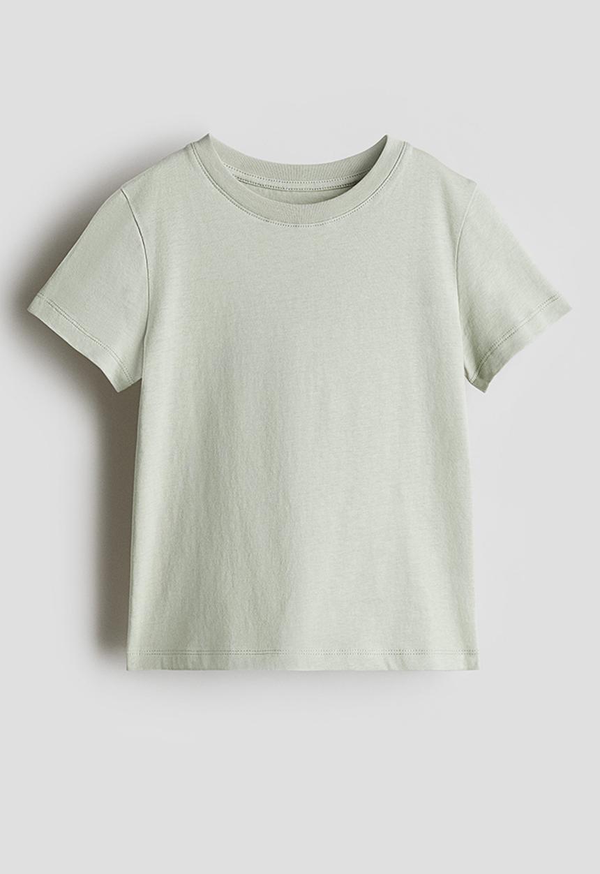 H&M - Cotton jersey T-shirt - light dusty green