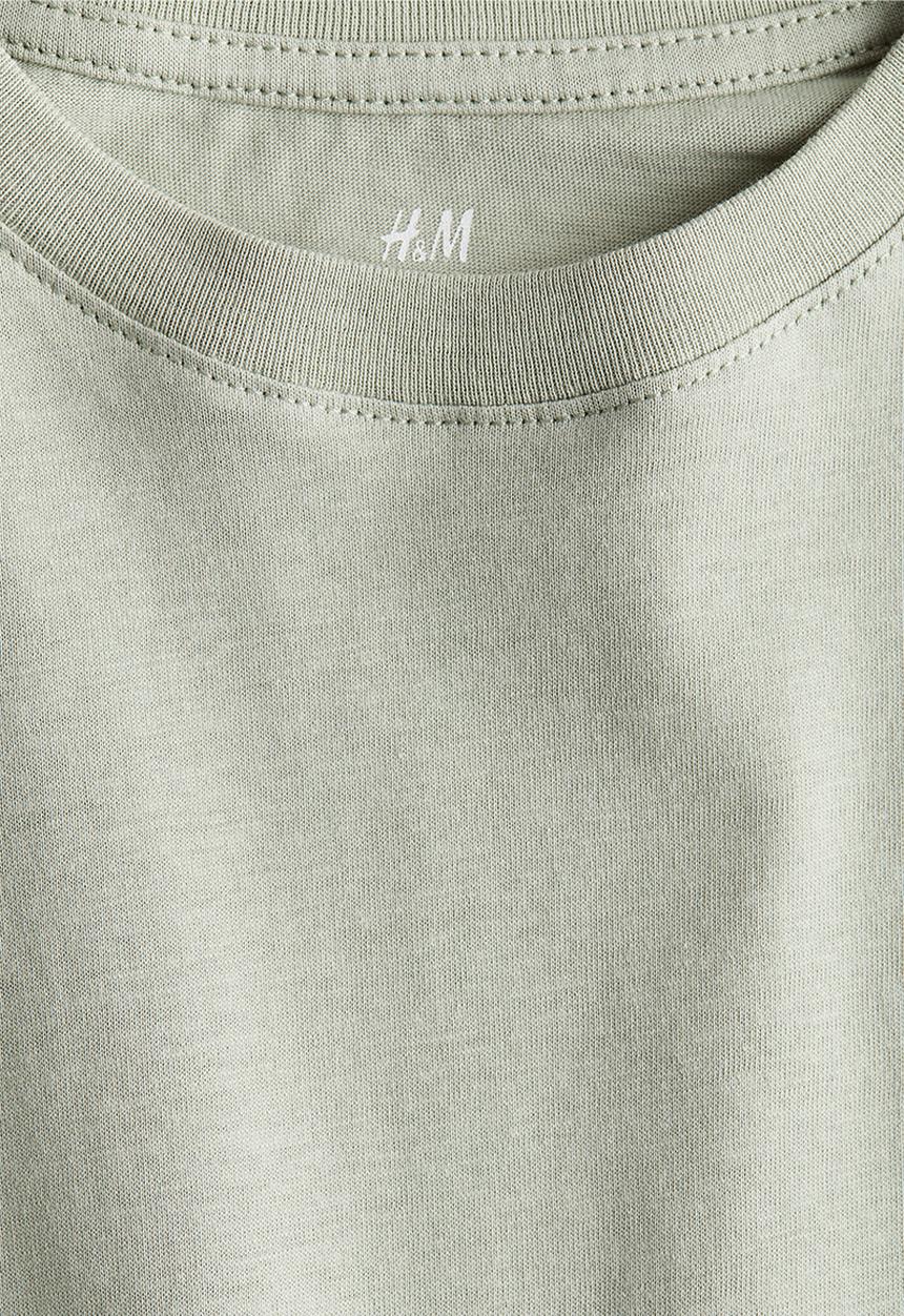 H&M - Cotton jersey T-shirt - light dusty green