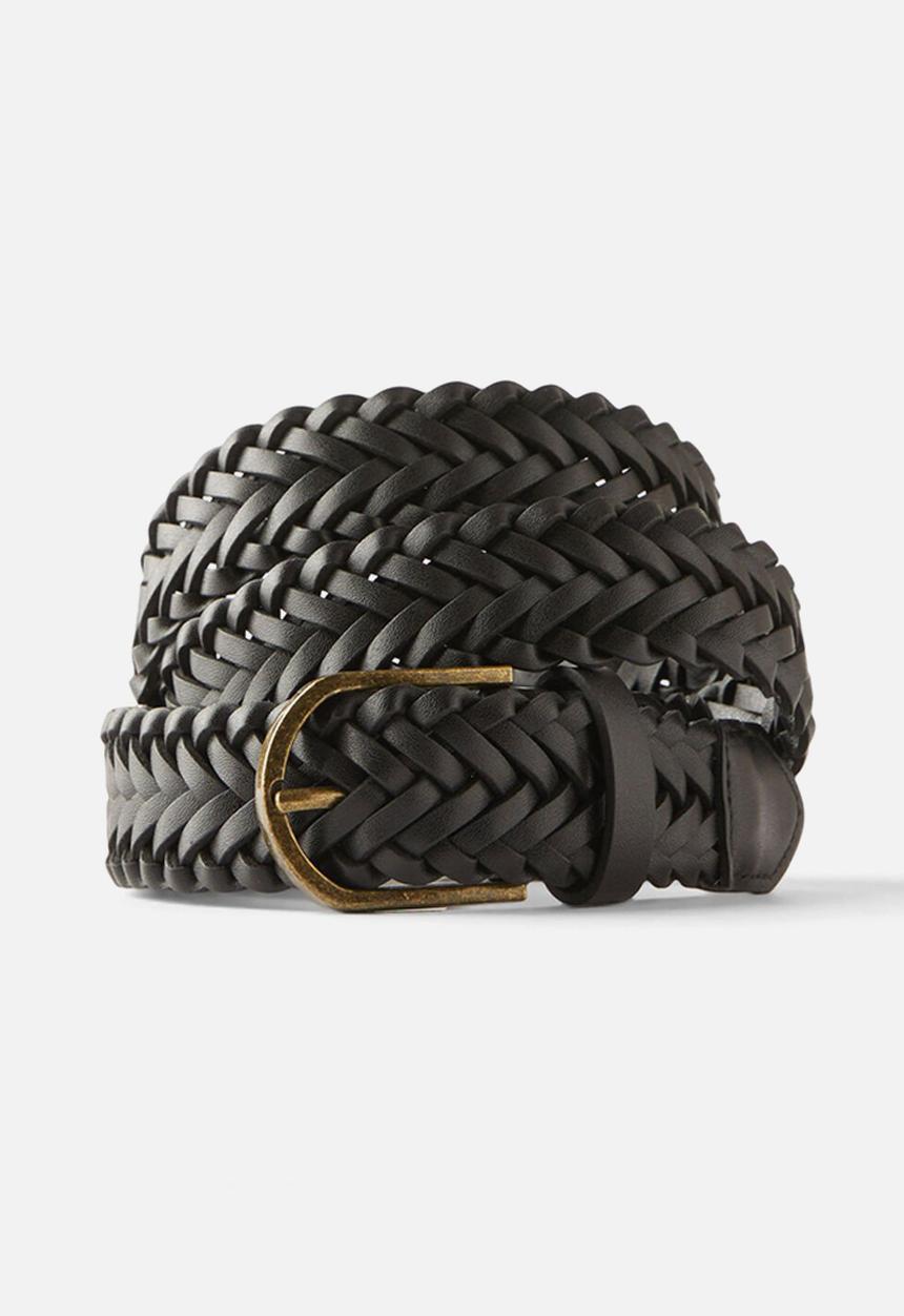 Cotton On - Signature Braided Belt - Black/Burnished Gold