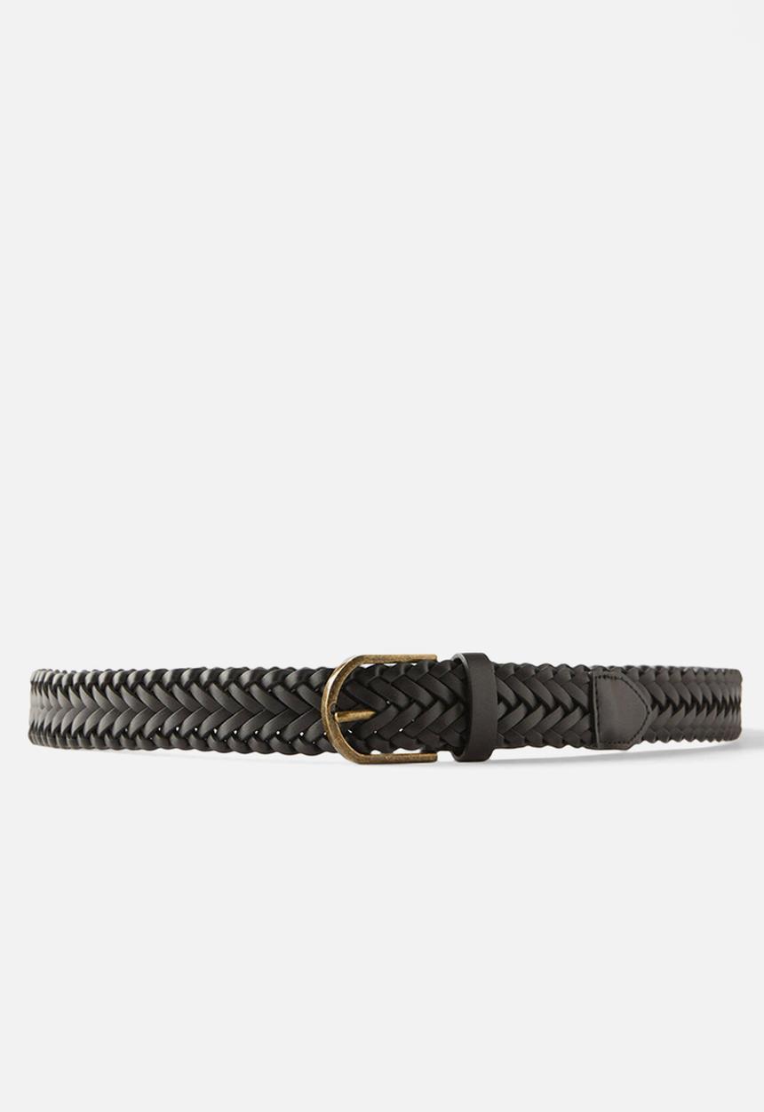Cotton On - Signature Braided Belt - Black/Burnished Gold