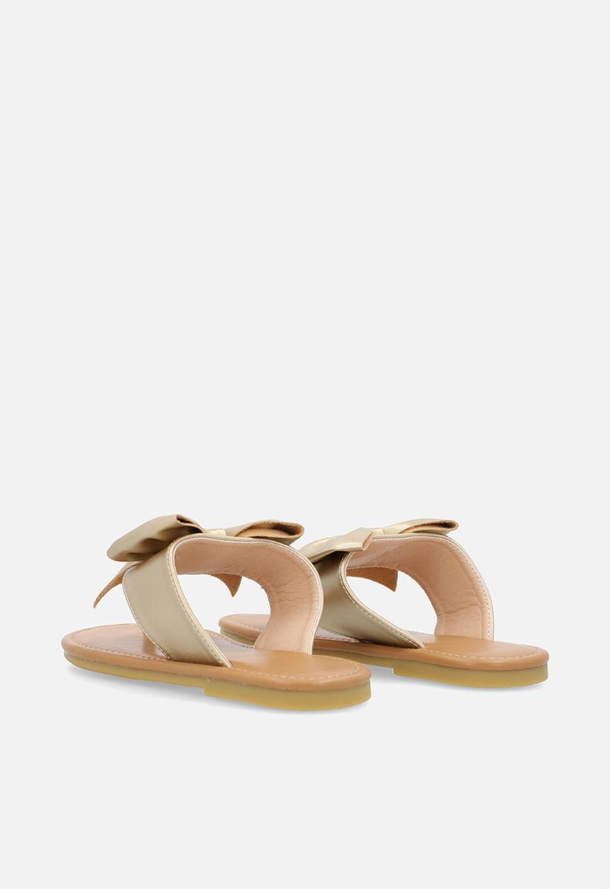Pop Candy - Bow detail thong sandal - gold