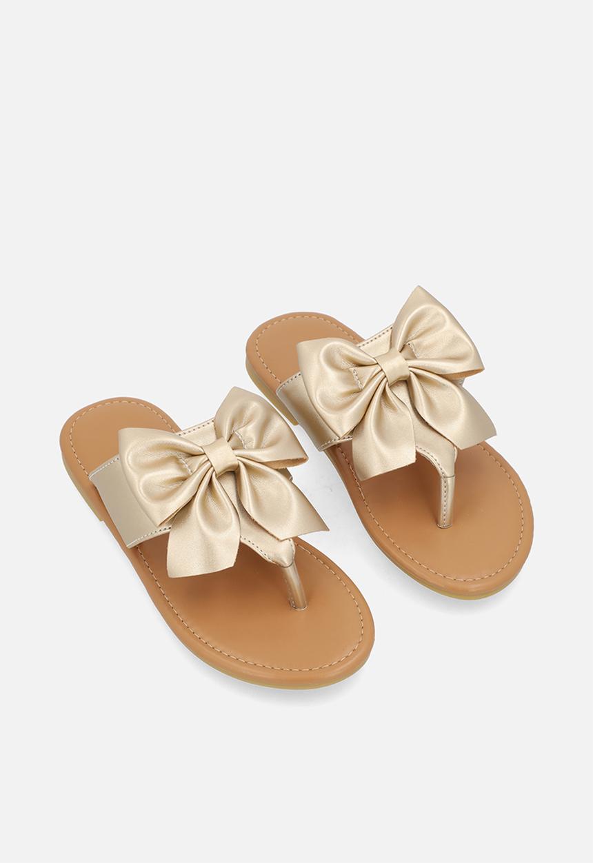 Pop Candy - Bow detail thong sandal - gold