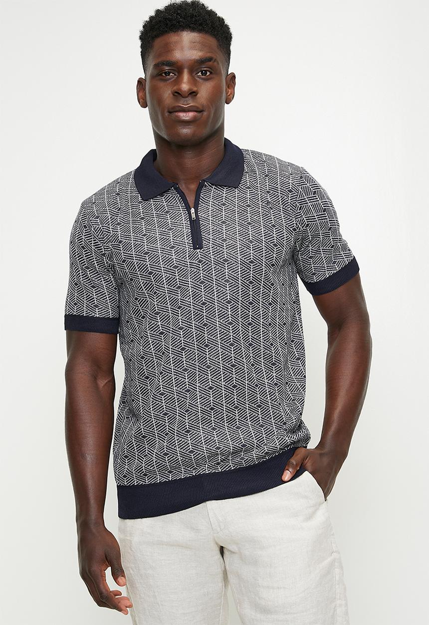 Brave Soul - Knitwear Polo T-Shirt - Dark Navy