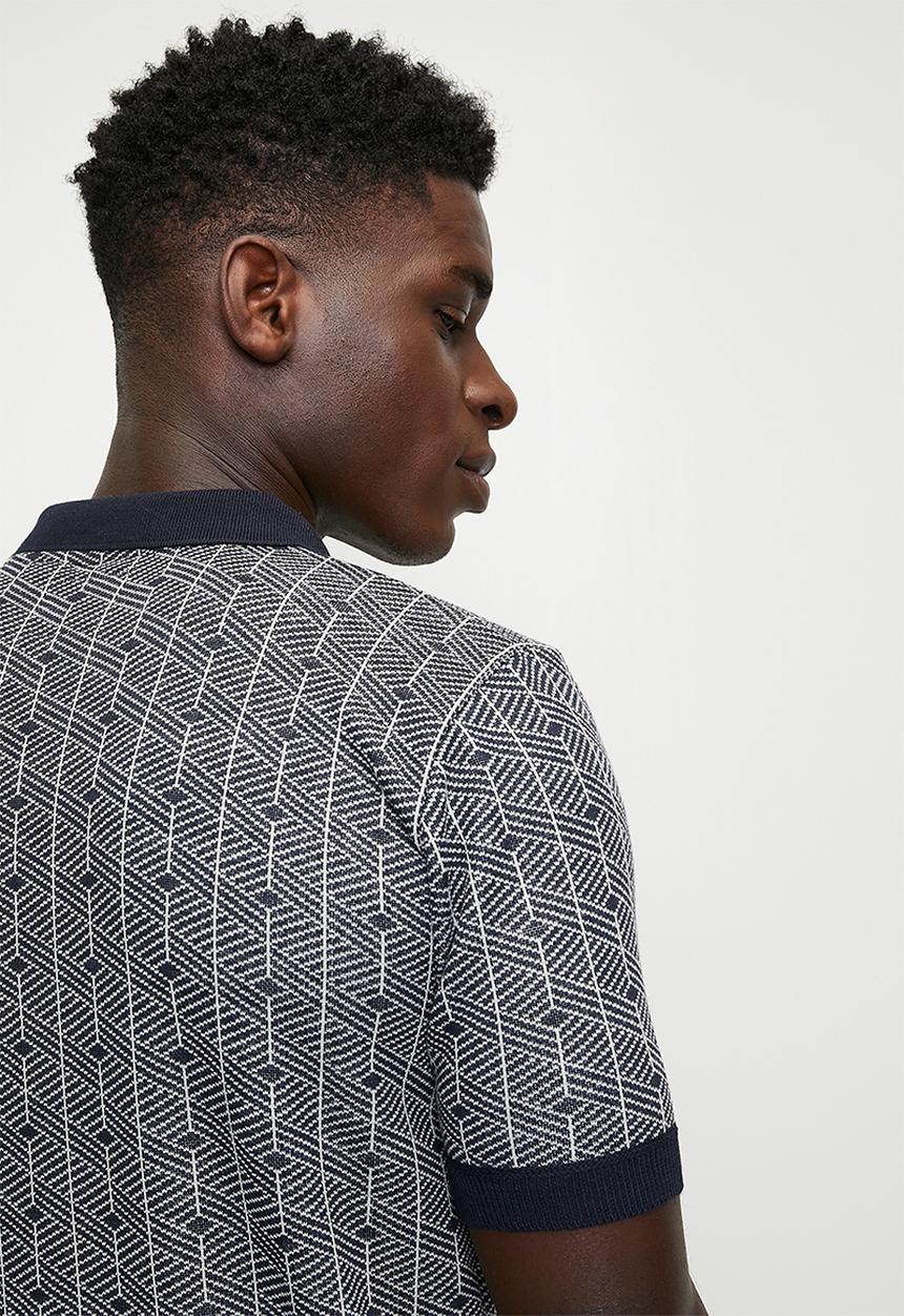 Brave Soul - Knitwear Polo T-Shirt - Dark Navy