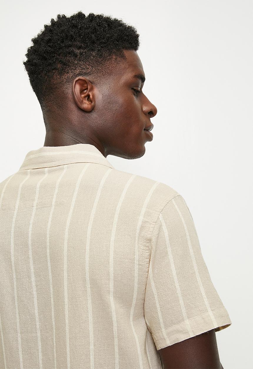 Brave Soul - Short Sleeve Stripe Shirt - Stone