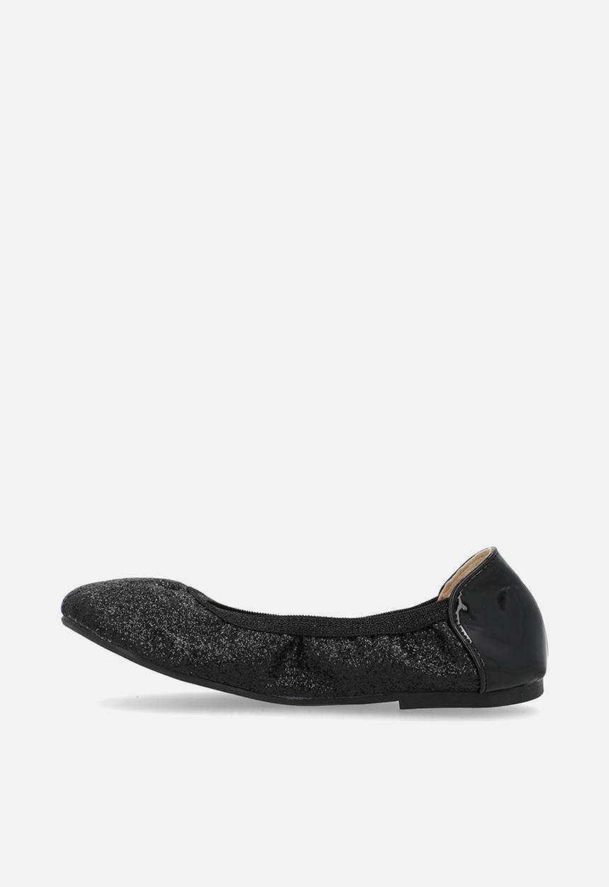 Pop Candy - Metallic glitter elasticated pumps - black