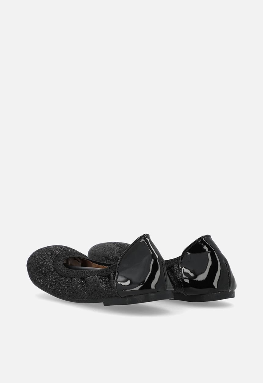 Pop Candy - Metallic glitter elasticated pumps - black