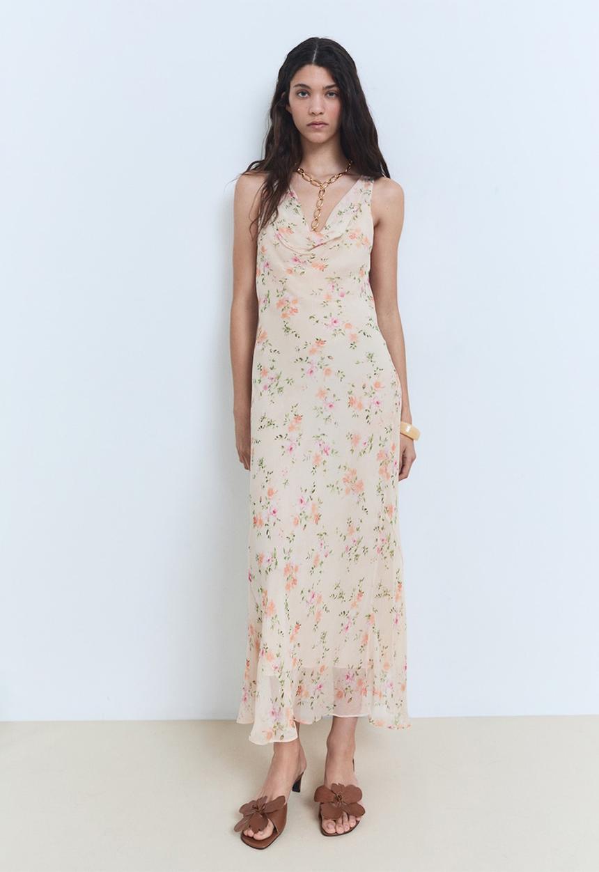 MANGO - Dress Betty - Light Pastel Orange