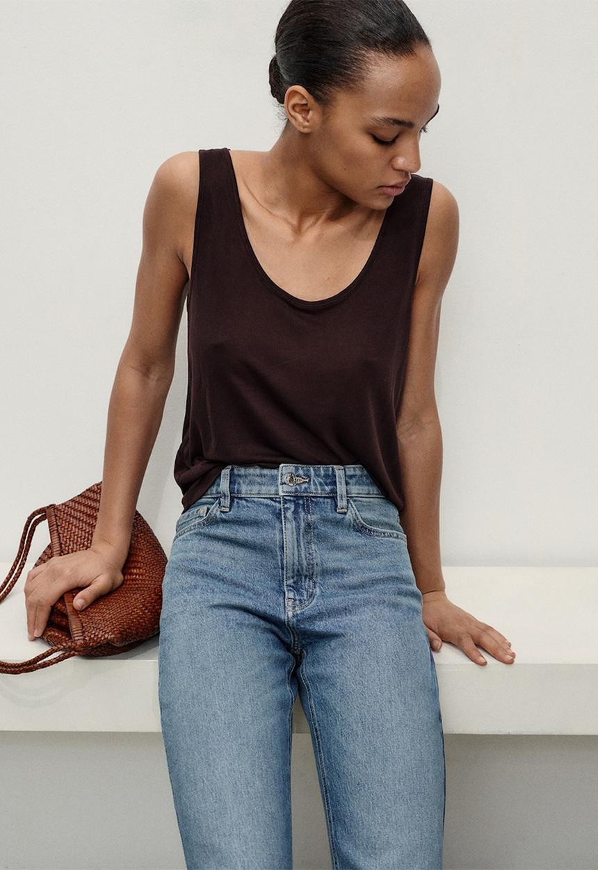 MANGO - Jeans Newmom - Open Blue