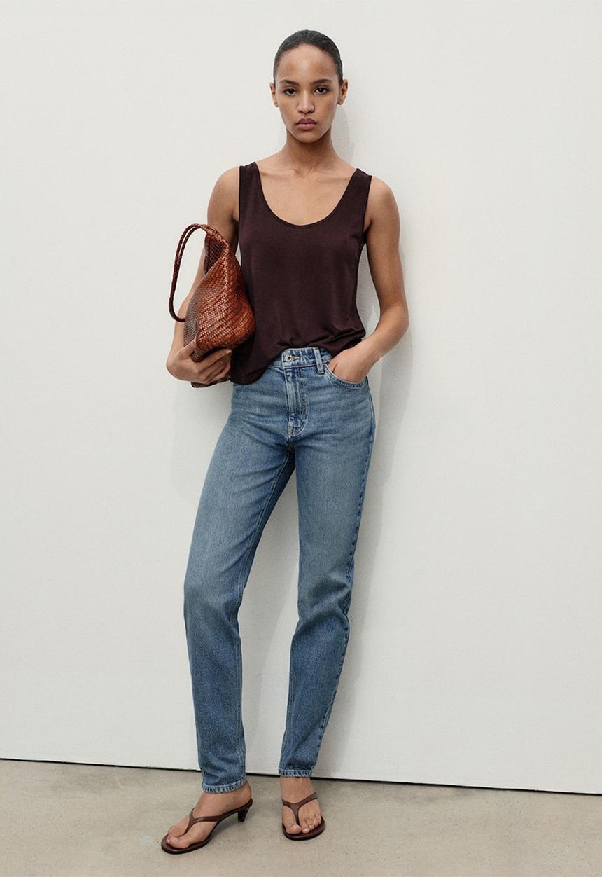 MANGO - Jeans Newmom - Open Blue