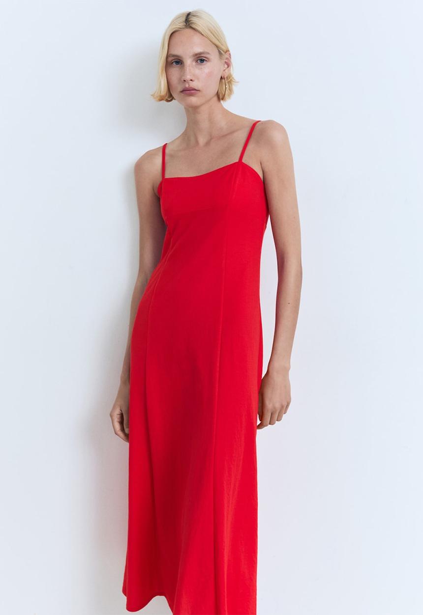 MANGO - Dress Peach - Red