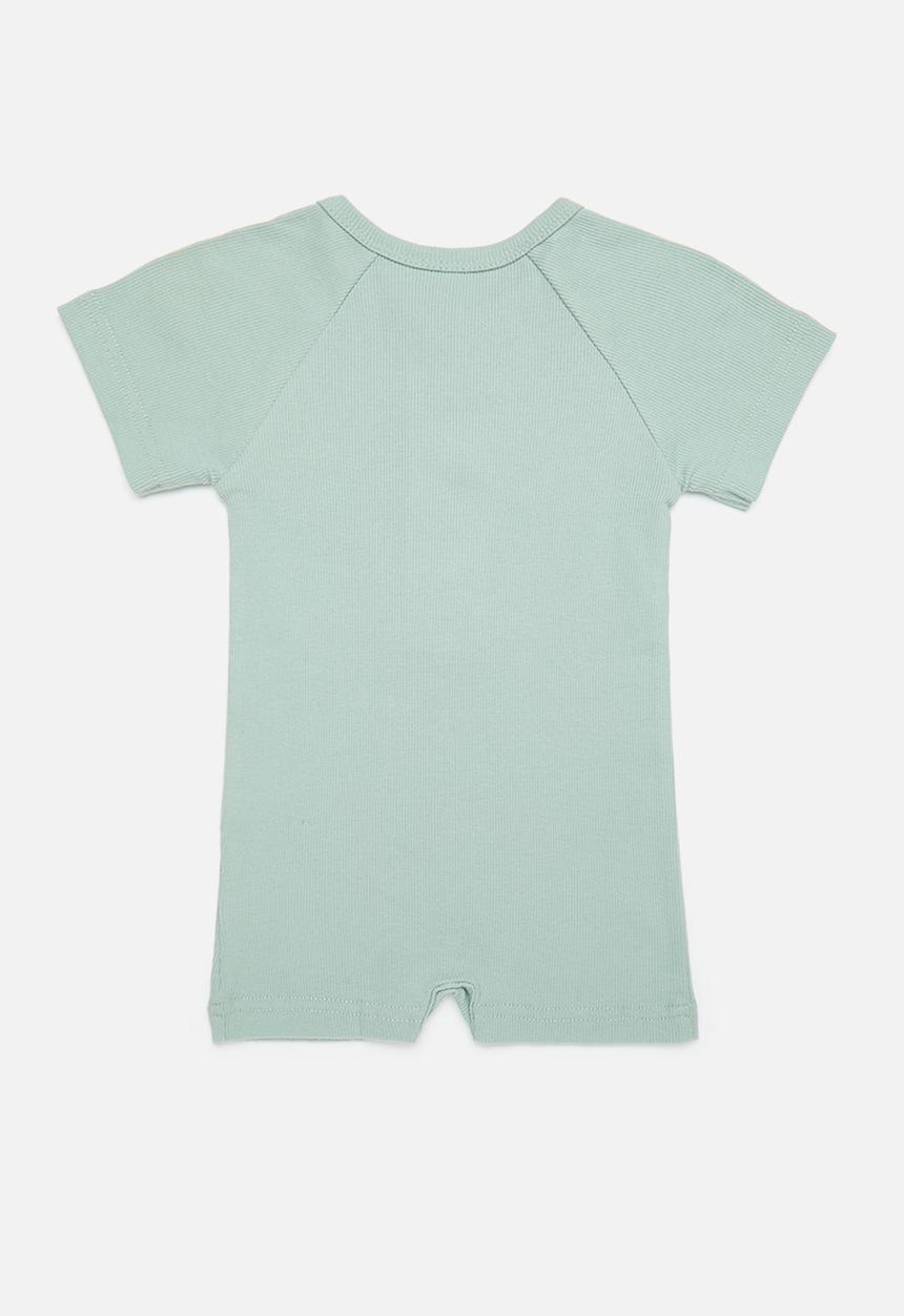Pop Candy - Button down romper - sage green