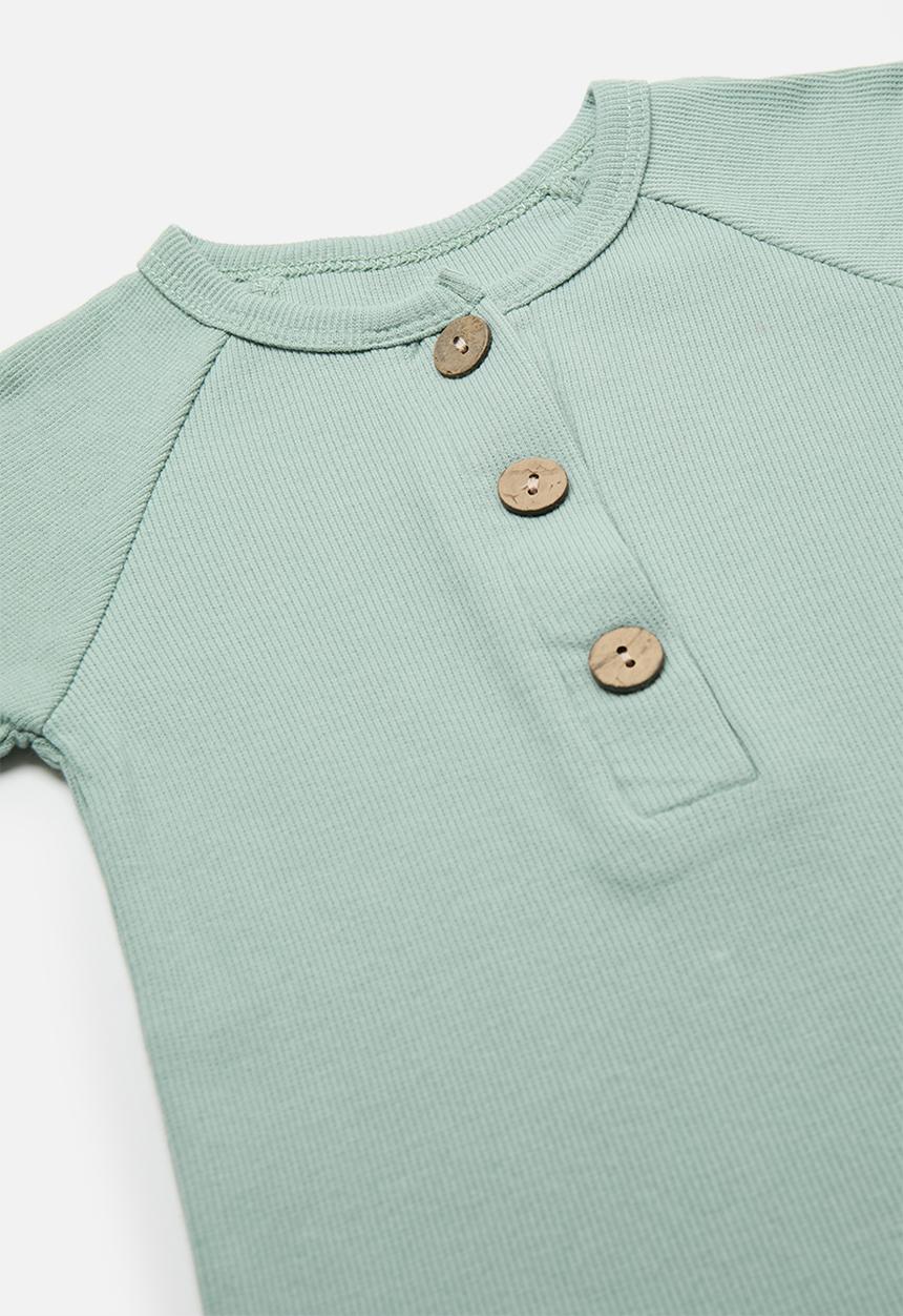 Pop Candy - Button down romper - sage green