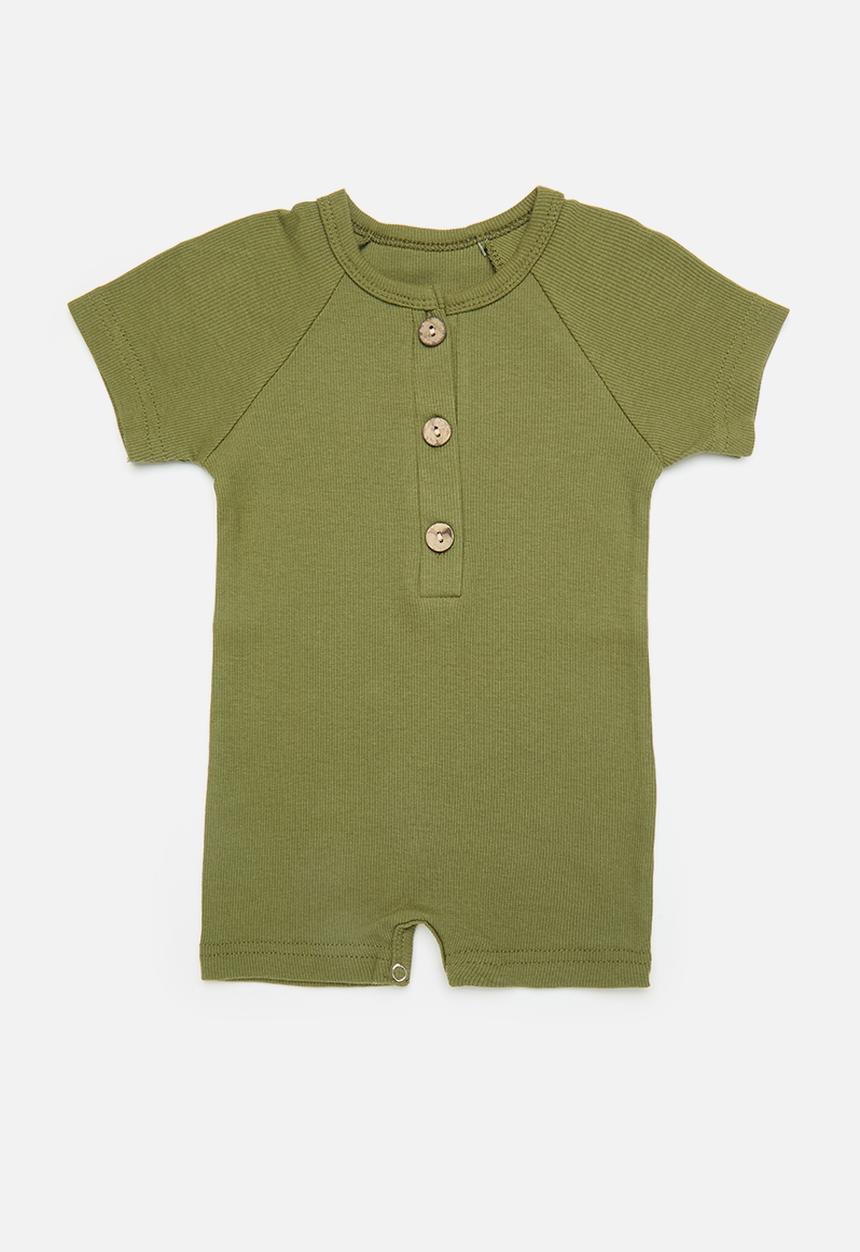 Pop Candy - Button down romper - olive green