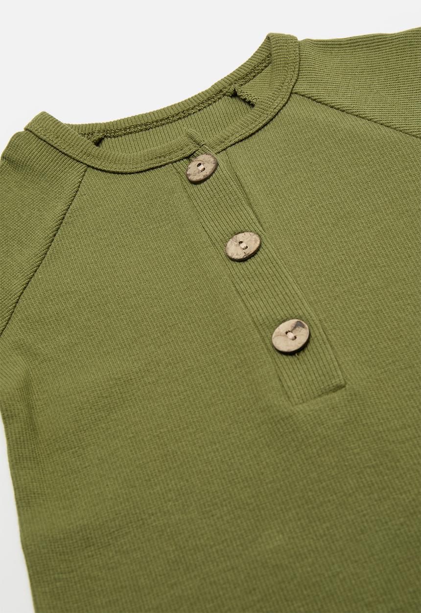 Pop Candy - Button down romper - olive green