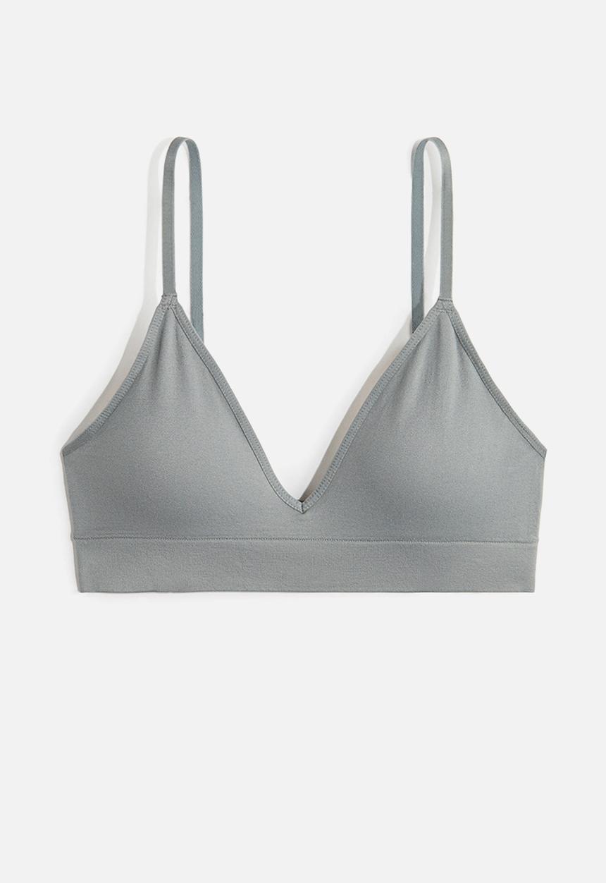 H&M - Seamless padded soft bra - grey & green