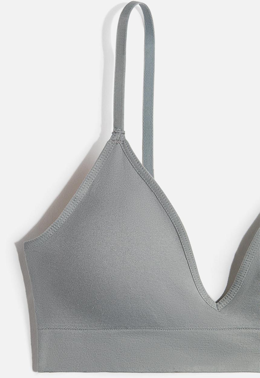 H&M - Seamless padded soft bra - grey & green