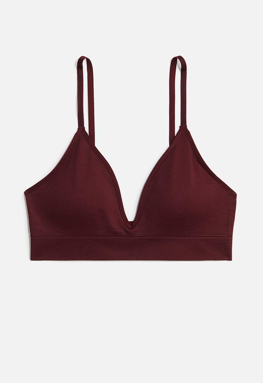 H&M - Seamless padded soft bra - burgundy 