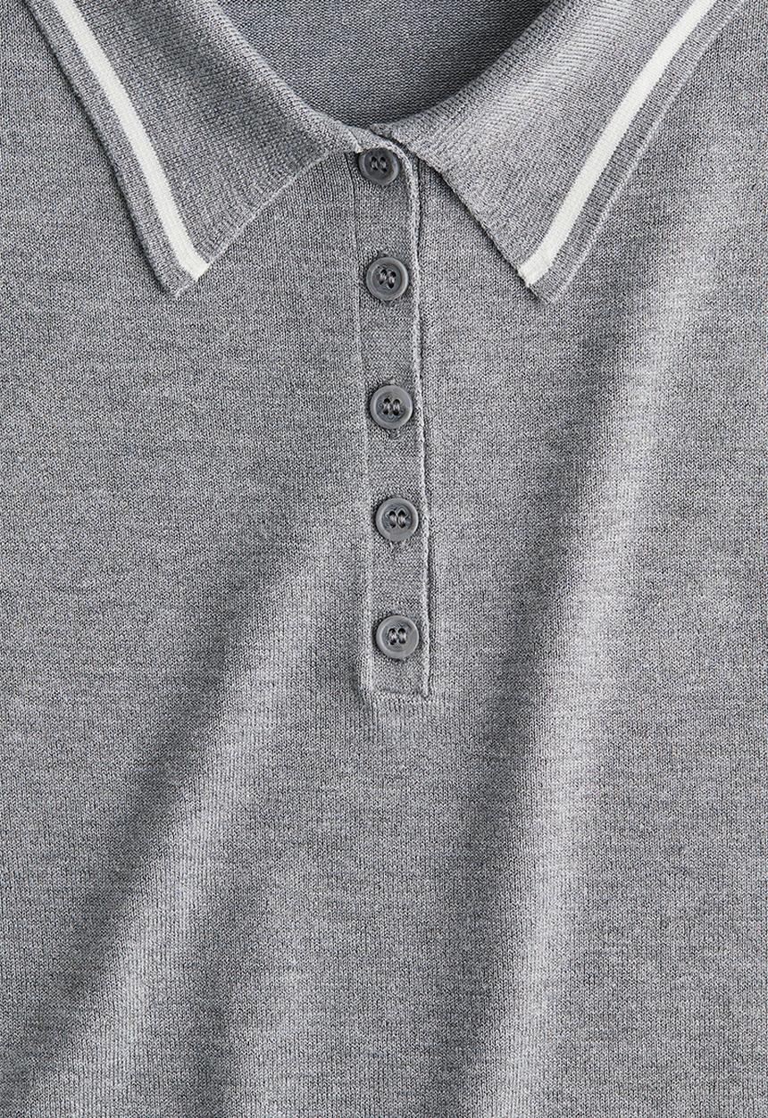 H&M - Fine-knit polo shirt - light grey marl