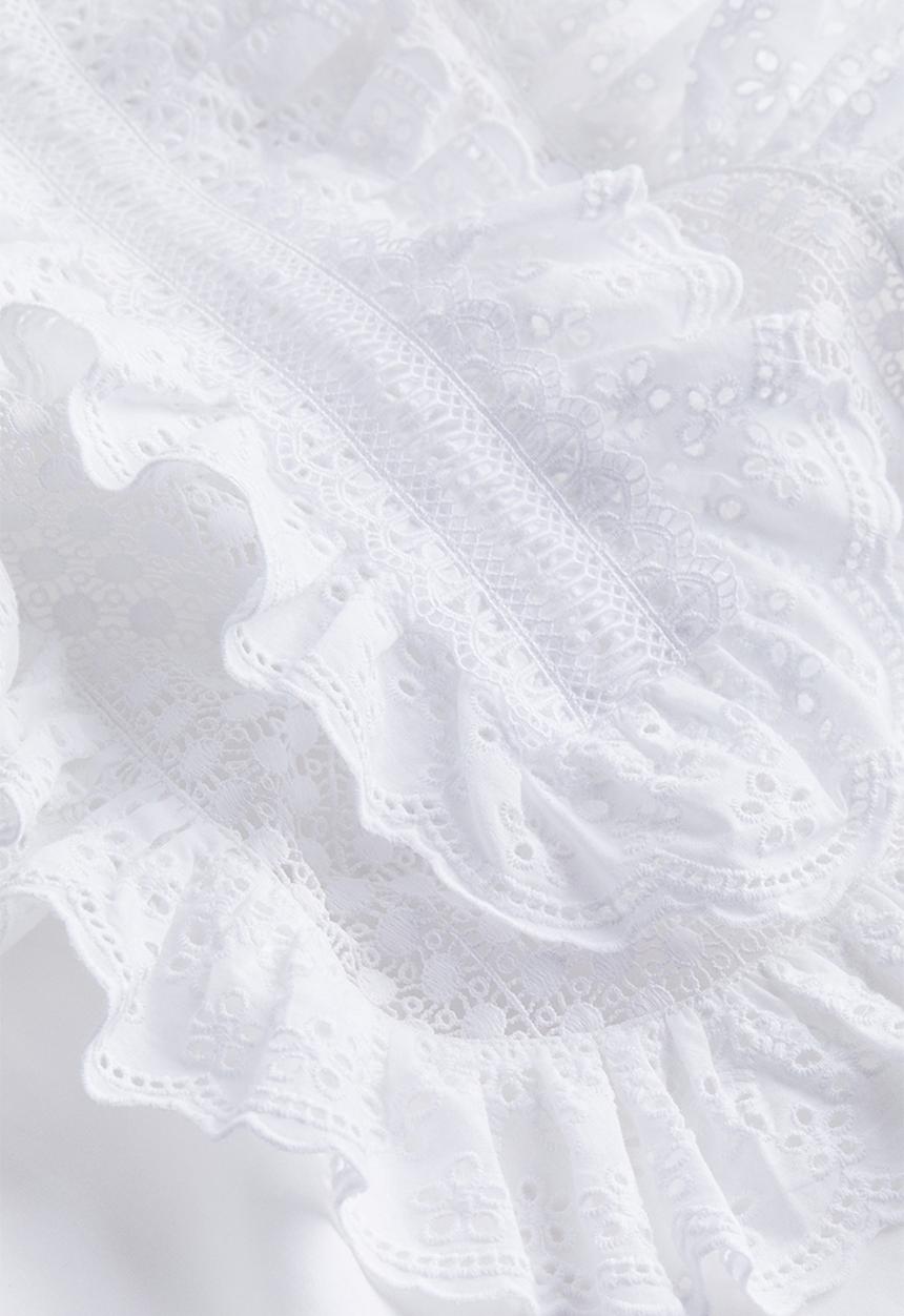 H&M - Ruffled cotton blouse - white