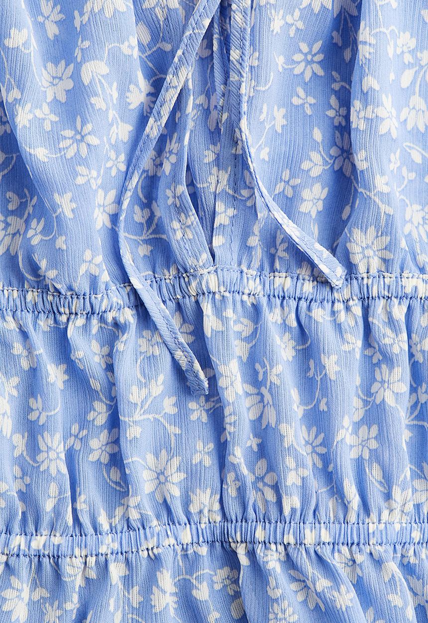 H&M - Crinkled blouse - light blue & white floral