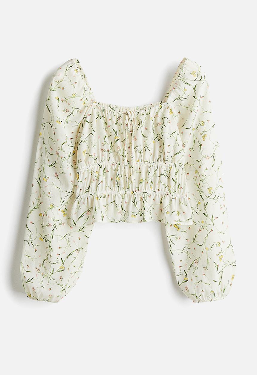 H&M - Crinkled blouse - white floral 